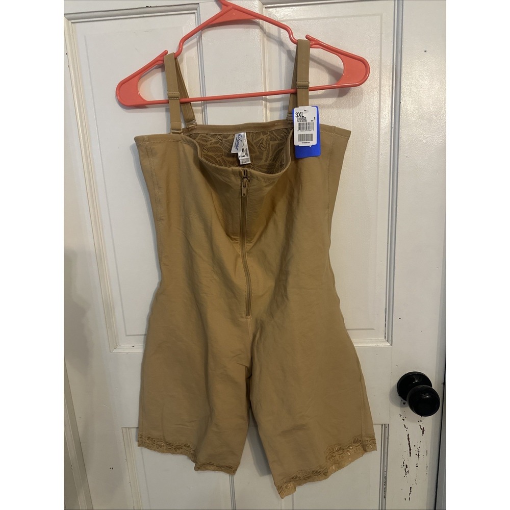 Leonisa PowerSlim Open Bust Boyshort Body Shaper 018503 BEIGE NEW With Tags 3XL